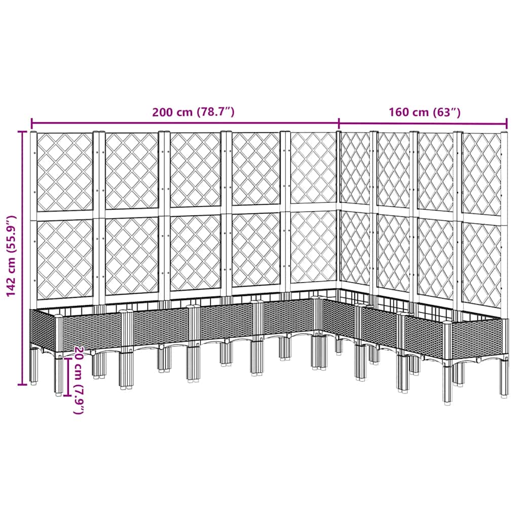 Fioriera da Giardino con Traliccio Nera 200x160x142 cm in PP | homemem39