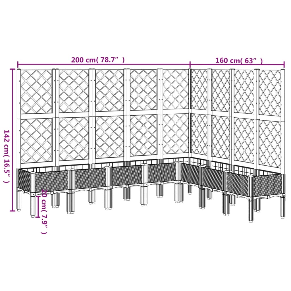 Fioriera da Giardino con Traliccio Bianco 200x160x142 cm in PP - homemem39