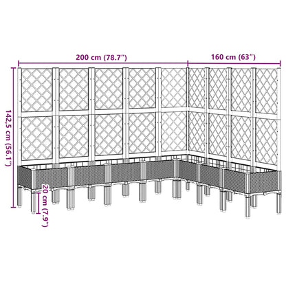Fioriera da Giardino con Traliccio Marrone 200x160x142 cm in PP