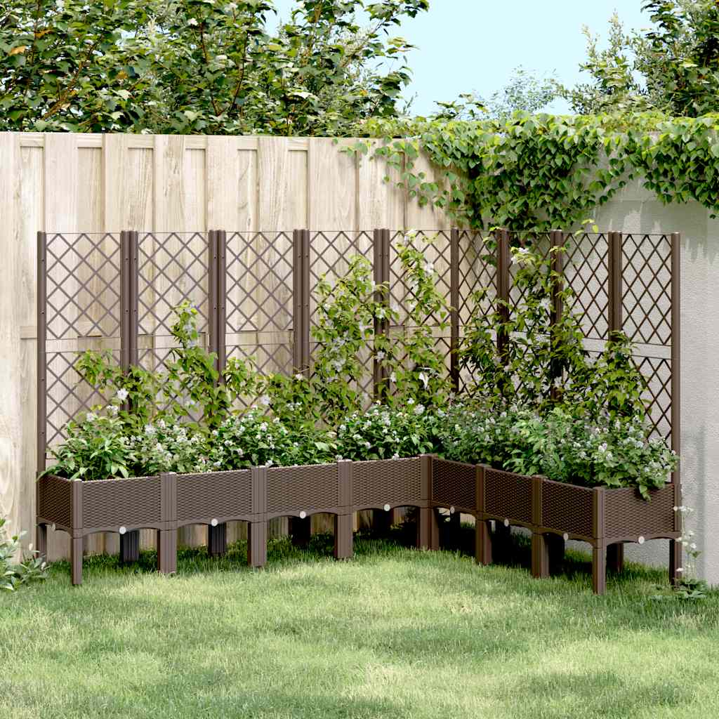 Fioriera da Giardino con Traliccio Marrone 200x160x142 cm in PP