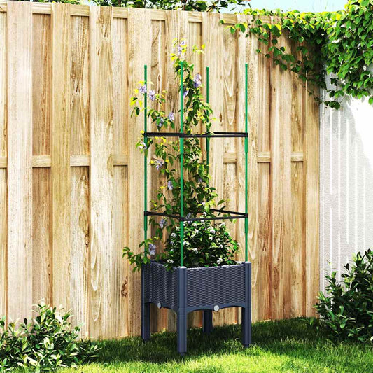 Fioriera da Giardino e Graticcio Grigio Blu 40x40x142,5 cm PP