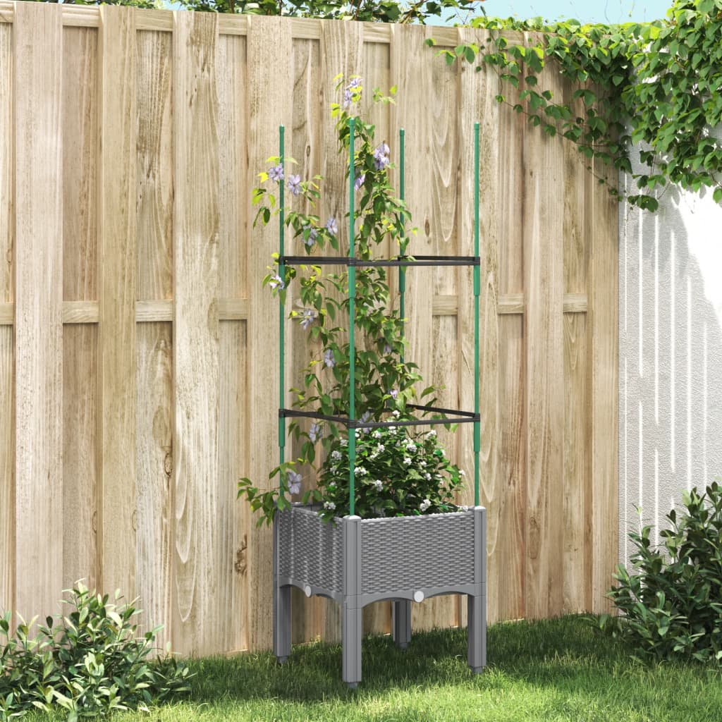 Fioriera da Giardino e Graticcio Grigio Chiaro 40x40x142,5cm PP | homemem39