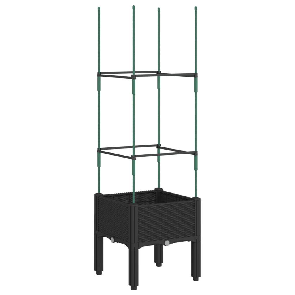 Fioriera da Giardino con Traliccio Nera 40x40x142,5 cm in PP - homemem39