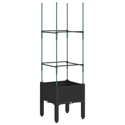 Fioriera da Giardino con Traliccio Nera 40x40x142,5 cm in PP - homemem39
