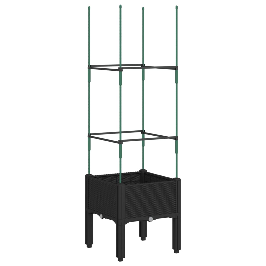 Fioriera da Giardino con Traliccio Nera 40x40x142,5 cm in PP - homemem39