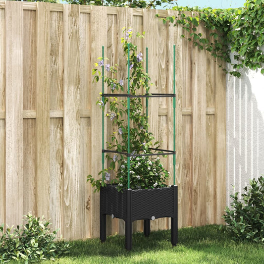 Fioriera da Giardino con Traliccio Nera 40x40x142,5 cm in PP - homemem39