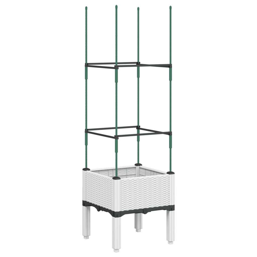 Fioriera da Giardino con Traliccio Bianco 40x40x142,5 cm in PP | homemem39