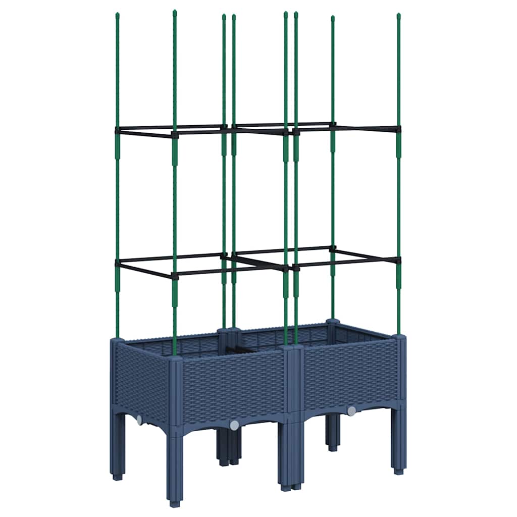 Fioriera da Giardino con Graticcio Grigio Blu 80x40x142,5cm PP | homemem39