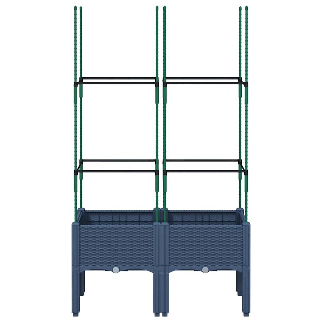 Fioriera da Giardino con Graticcio Grigio Blu 80x40x142,5cm PP | homemem39