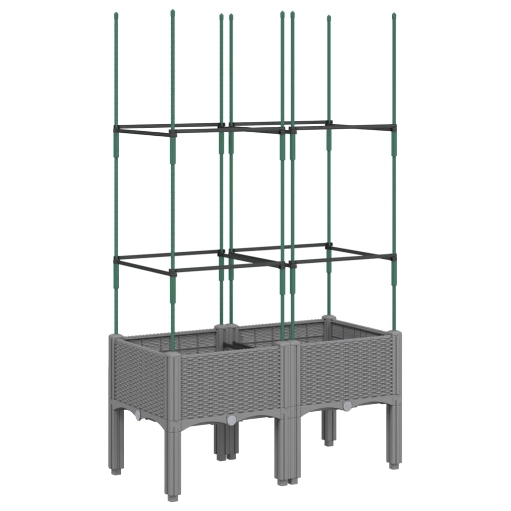 Fioriera da Giardino con Graticcio Grigio 80x40x142,5cm PP | homemem39