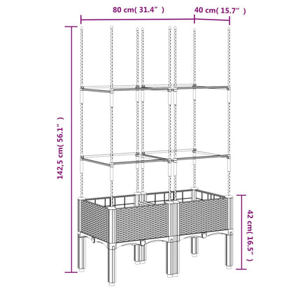 Fioriera da Giardino con Graticcio Grigio 80x40x142,5cm PP | homemem39