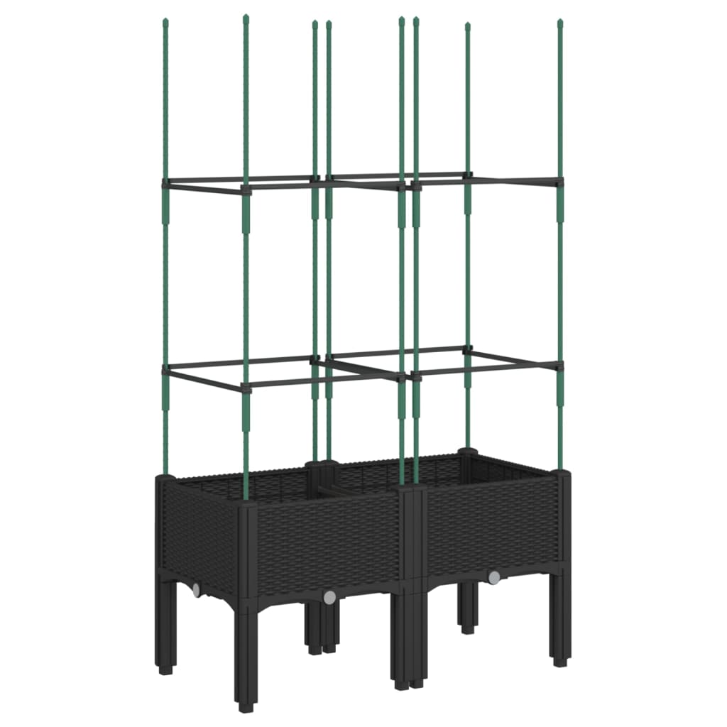 Fioriera da Giardino con Traliccio Nera 80x40x142,5 cm in PP | homemem39