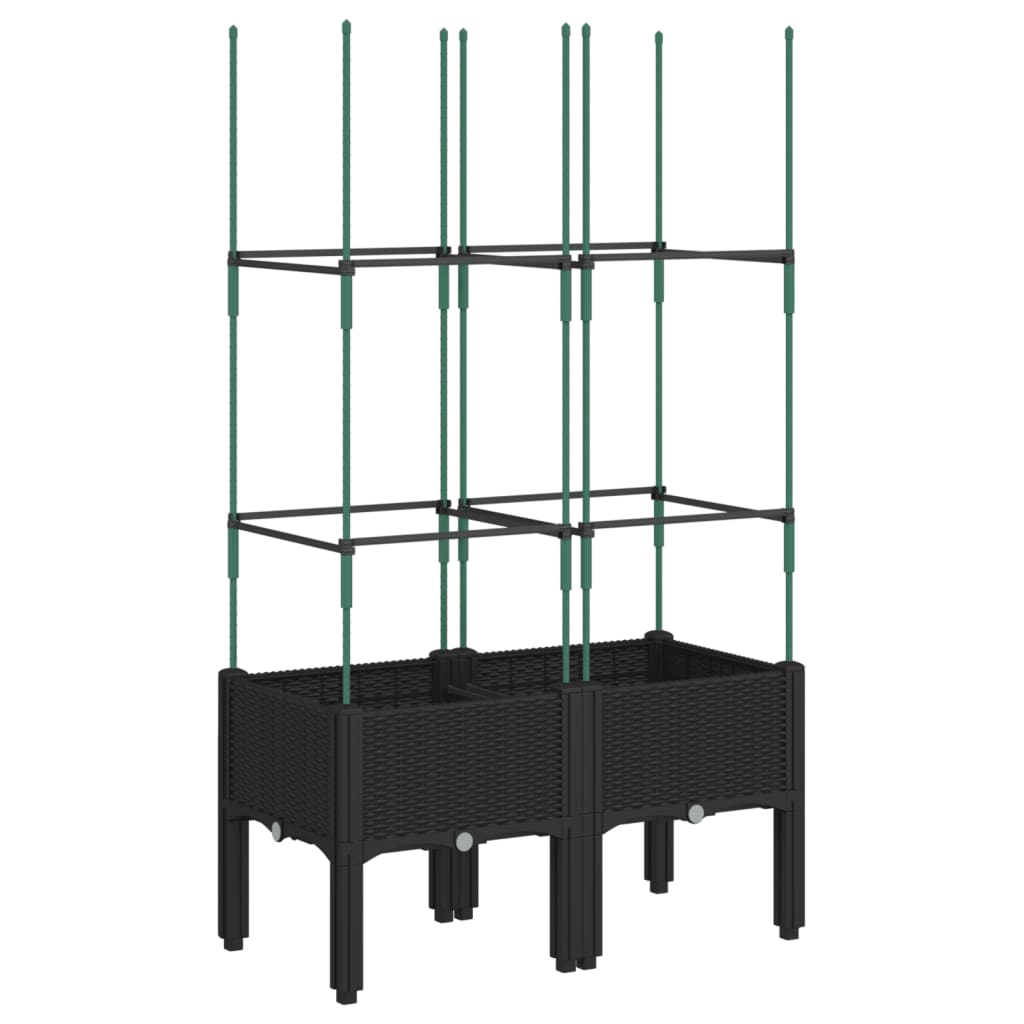 Fioriera da Giardino con Traliccio Nera 80x40x142,5 cm in PP | homemem39