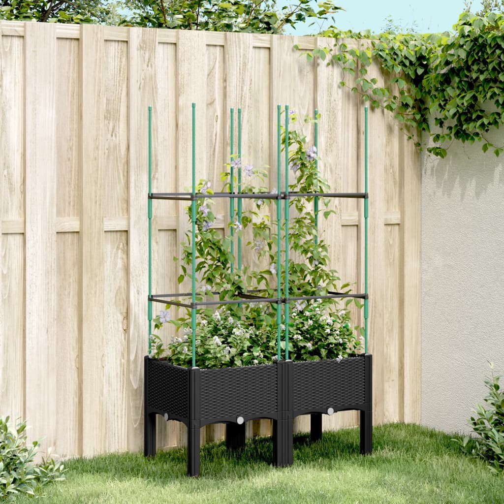 Fioriera da Giardino con Traliccio Nera 80x40x142,5 cm in PP | homemem39