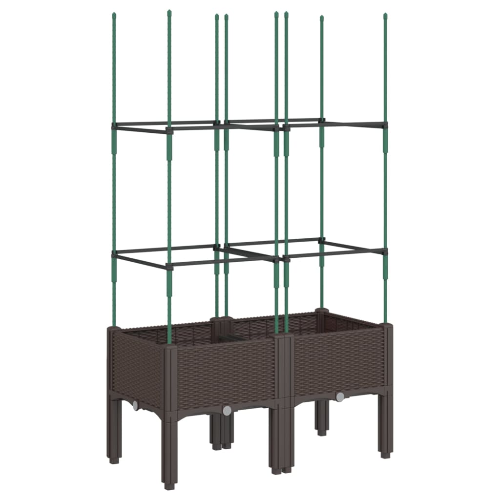 Fioriera da Giardino con Traliccio Marrone 80x40x142,5 cm in PP - homemem39