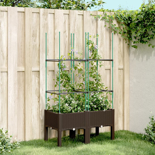 Fioriera da Giardino con Traliccio Marrone 80x40x142,5 cm in PP - homemem39