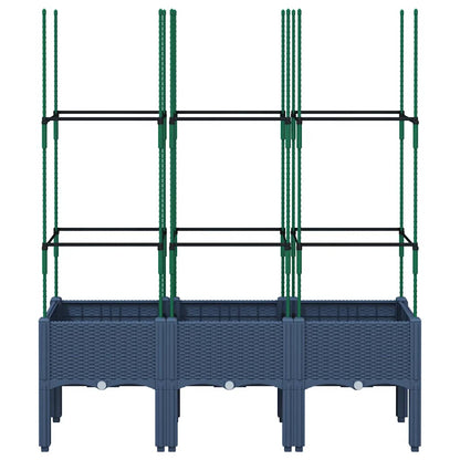 Fioriera Giardino con Traliccio Grigio Blu 120x40x142,5 cm PP