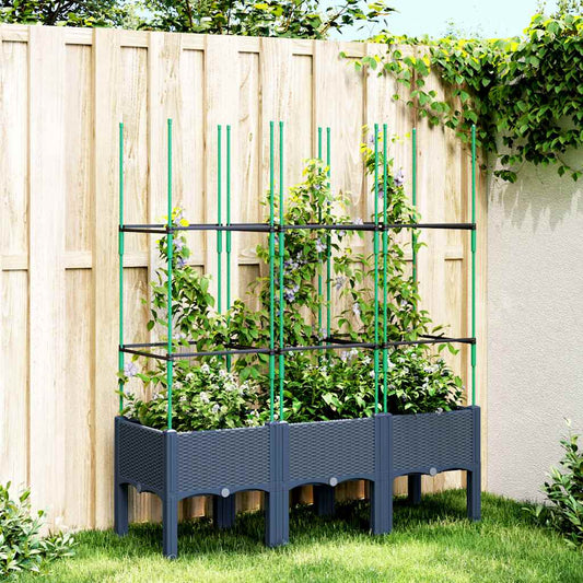 Fioriera Giardino con Traliccio Grigio Blu 120x40x142,5 cm PP | homemem39