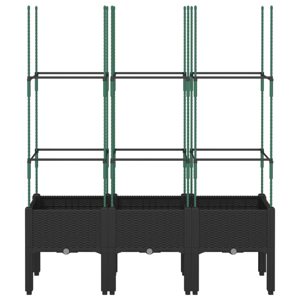 Fioriera da Giardino con Traliccio Nera 120x40x142,5 cm in PP