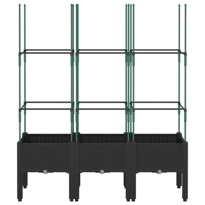 Fioriera da Giardino con Traliccio Nera 120x40x142,5 cm in PP