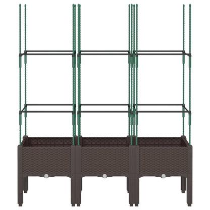 Fioriera da Giardino con Traliccio Marrone 120x40x142,5cm in PP