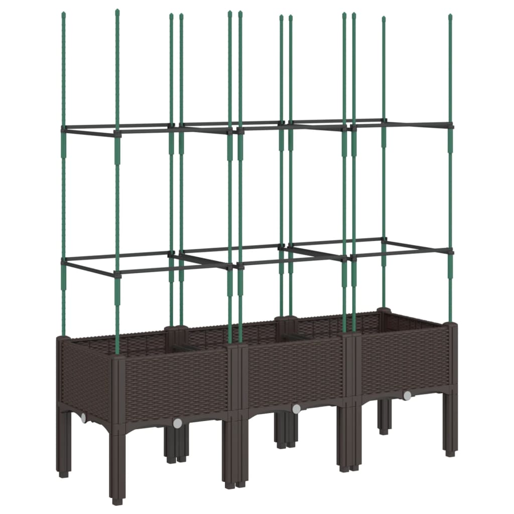 Fioriera da Giardino con Traliccio Marrone 120x40x142,5cm in PP | homemem39