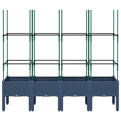 Fioriera Giardino con Traliccio Grigio Blu 160x40x142,5 cm PP