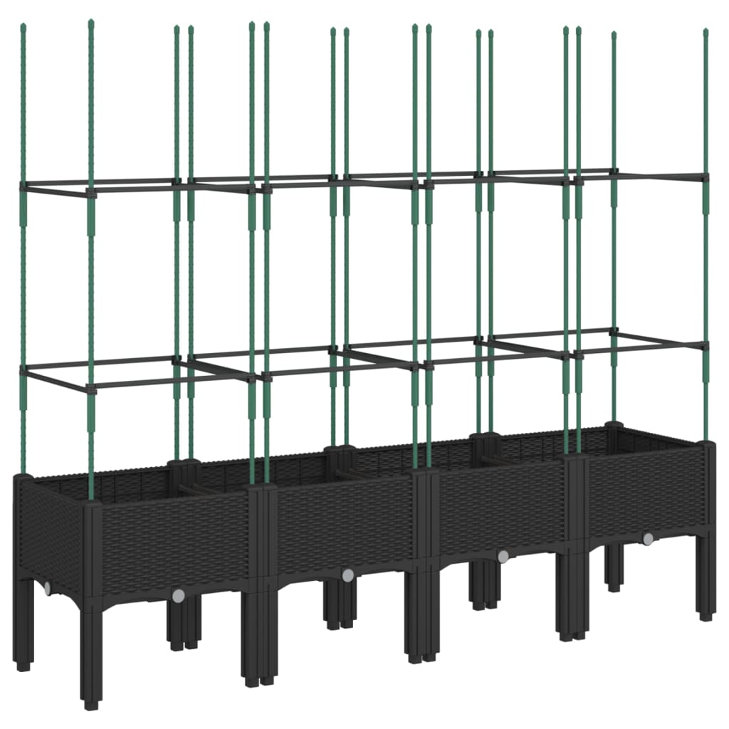 Fioriera da Giardino con Traliccio Nera 160x40x142,5 cm in PP | homemem39
