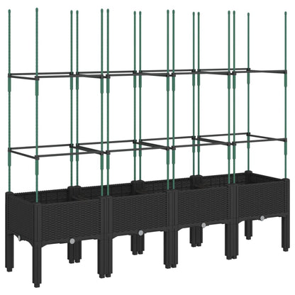 Fioriera da Giardino con Traliccio Nera 160x40x142,5 cm in PP | homemem39