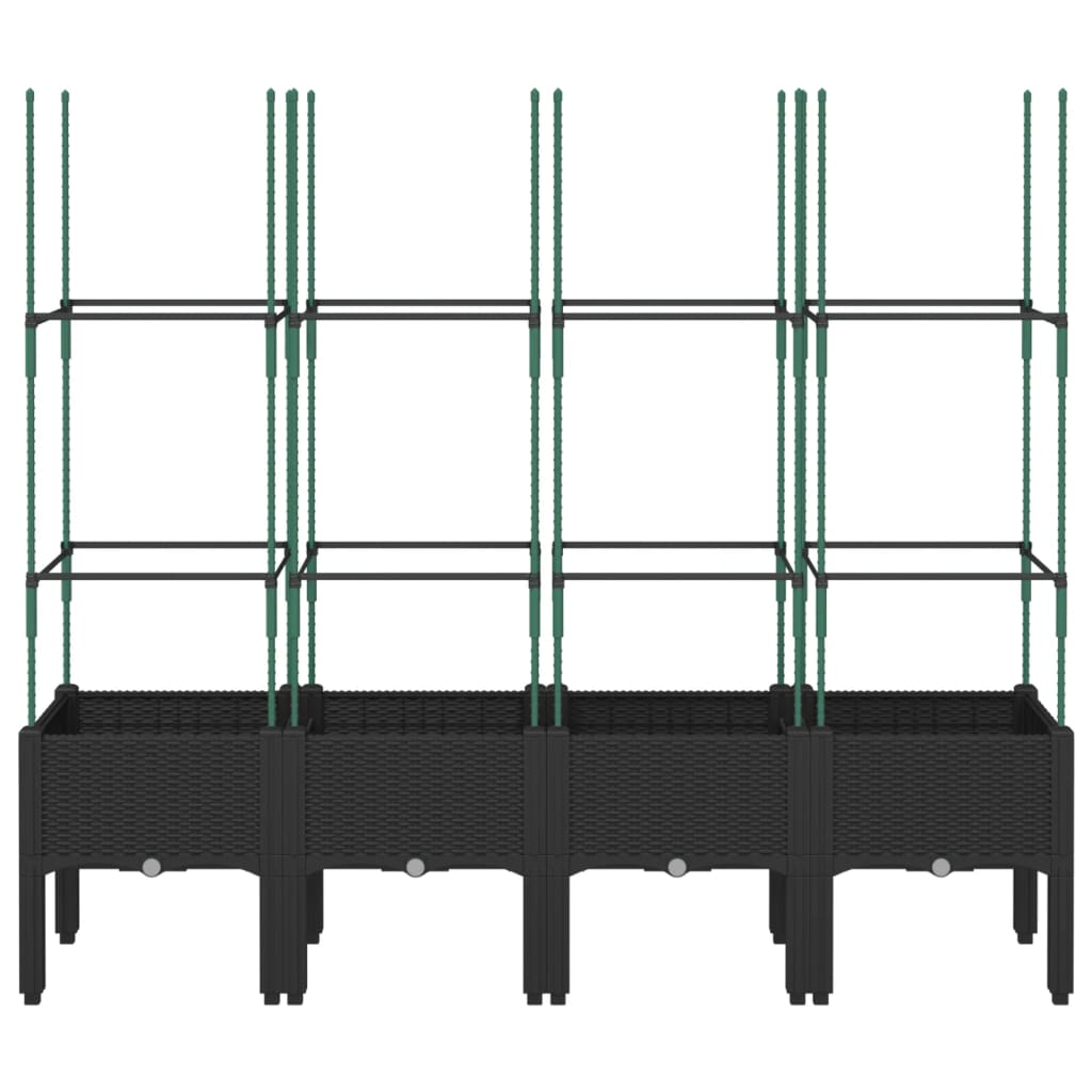 Fioriera da Giardino con Traliccio Nera 160x40x142,5 cm in PP | homemem39
