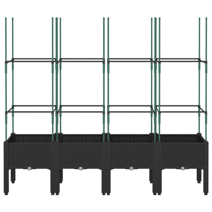 Fioriera da Giardino con Traliccio Nera 160x40x142,5 cm in PP | homemem39