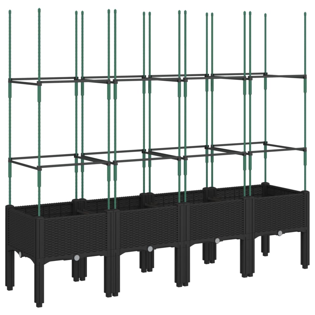 Fioriera da Giardino con Traliccio Nera 160x40x142,5 cm in PP | homemem39