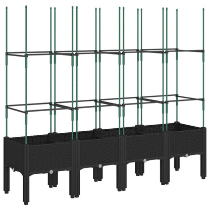 Fioriera da Giardino con Traliccio Nera 160x40x142,5 cm in PP | homemem39