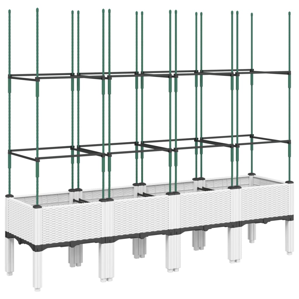 Fioriera da Giardino con Graticcio Bianco 160x40x142,5 cm PP | homemem39