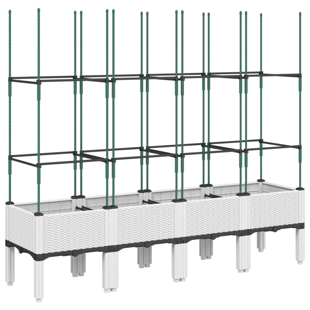 Fioriera da Giardino con Graticcio Bianco 160x40x142,5 cm PP | homemem39