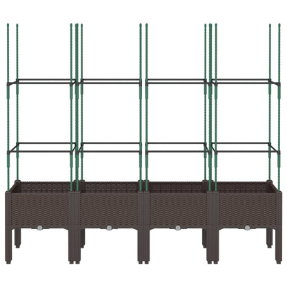 Fioriera da Giardino con Traliccio Marrone 160x40x142,5cm in PP