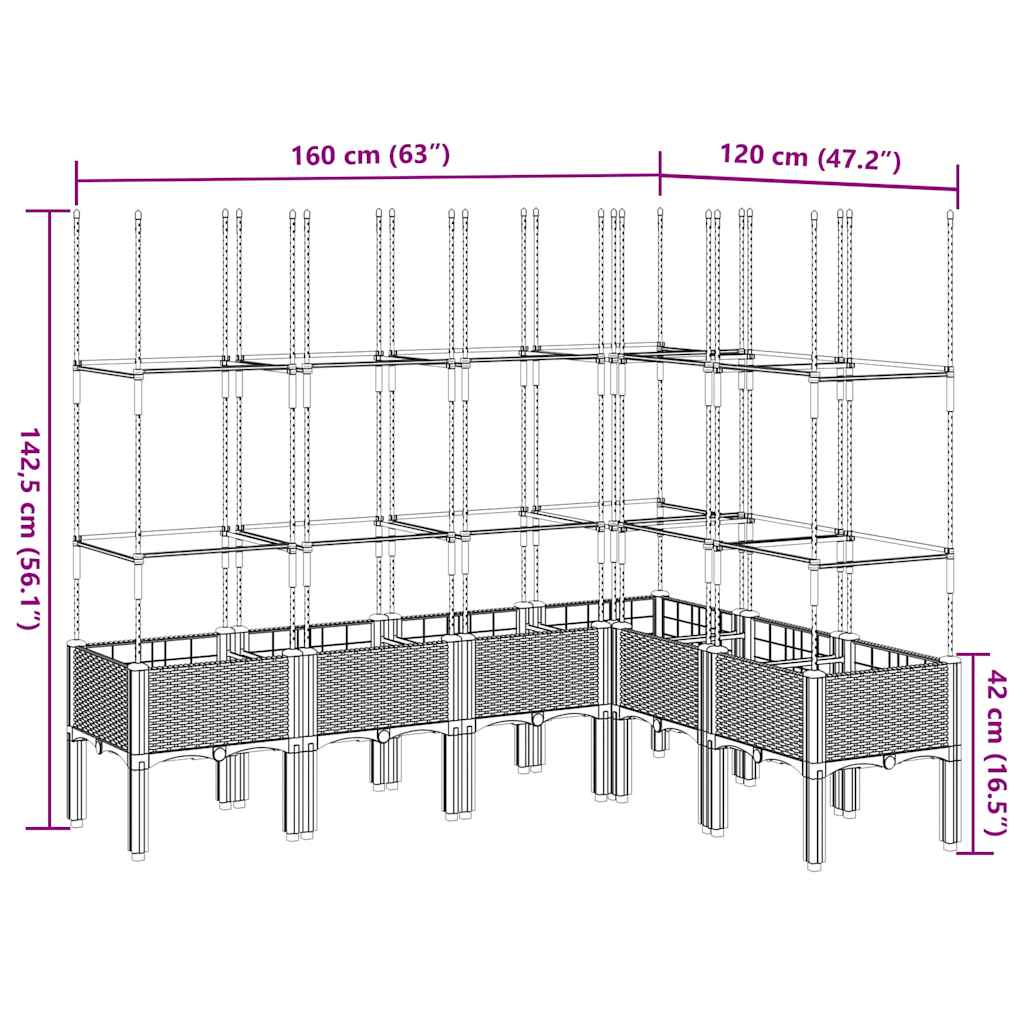 Fioriera Giardino con Graticcio Grigio Blu 160x120x142,5 cm PP | homemem39