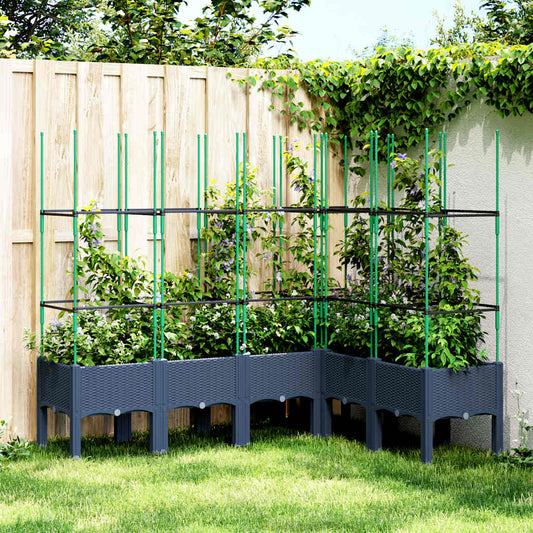 Fioriera Giardino con Graticcio Grigio Blu 160x120x142,5 cm PP