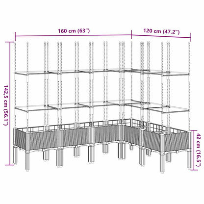 Fioriera Giardino con Graticcio Marrone 160x120x142,5 cm in PP