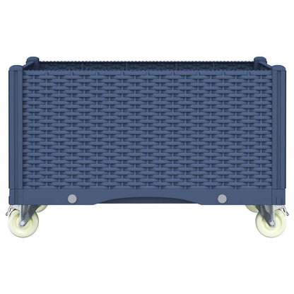 Fioriera da Giardino con Ruote Grigio Blu 80x50x54 cm in PP