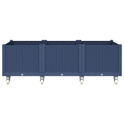 Fioriera da Giardino con Ruote Grigio Blu 150x80x54 cm in PP
