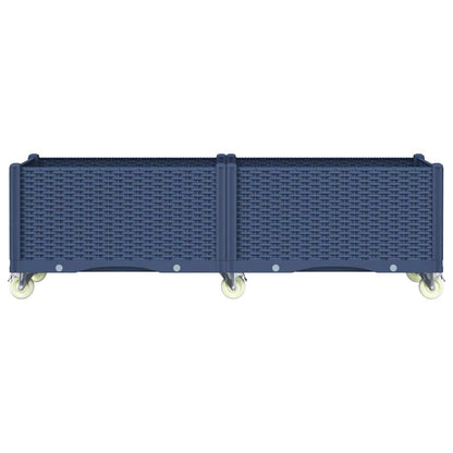 Fioriera Giardino con Ruote Grigio Blu 160x50x54 cm PP