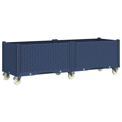 Fioriera Giardino con Ruote Grigio Blu 160x50x54 cm PP