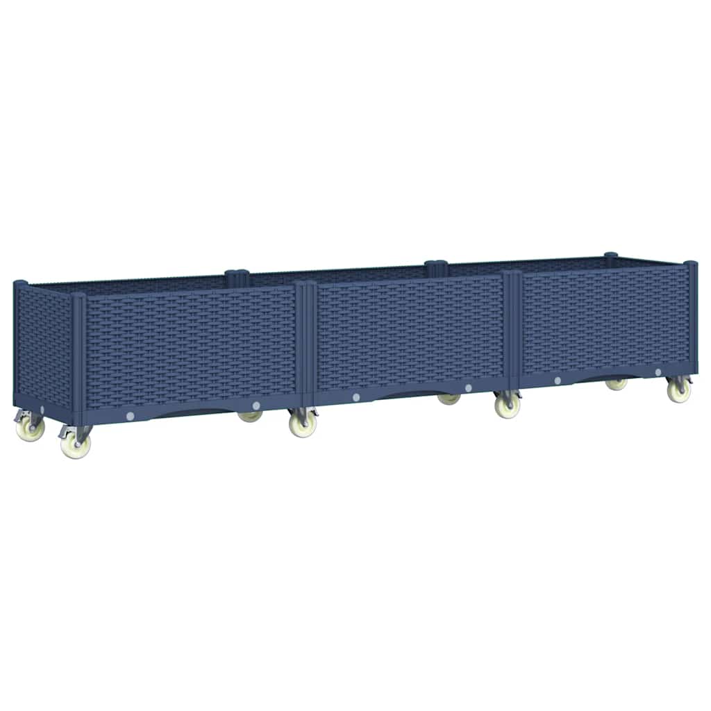 Fioriera da Giardino con Ruote Grigio Blu 240x50x54 cm in PP - homemem39