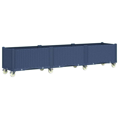 Fioriera da Giardino con Ruote Grigio Blu 240x50x54 cm in PP - homemem39