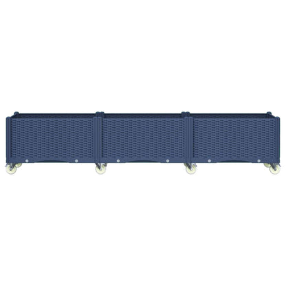 Fioriera da Giardino con Ruote Grigio Blu 240x50x54 cm in PP - homemem39