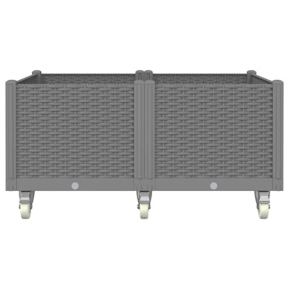 Fioriera da Giardino con Ruote Grigio Chiaro 100x80x54 cm in PP - homemem39