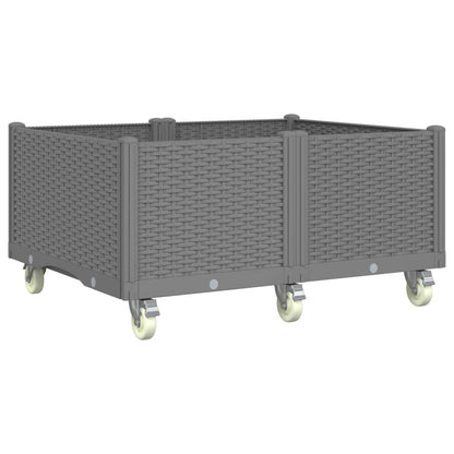 Fioriera da Giardino con Ruote Grigio Chiaro 100x80x54 cm in PP - homemem39
