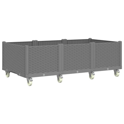 Fioriera da Giardino con Ruote Grigio Chiaro 150x80x54 cm in PP - homemem39