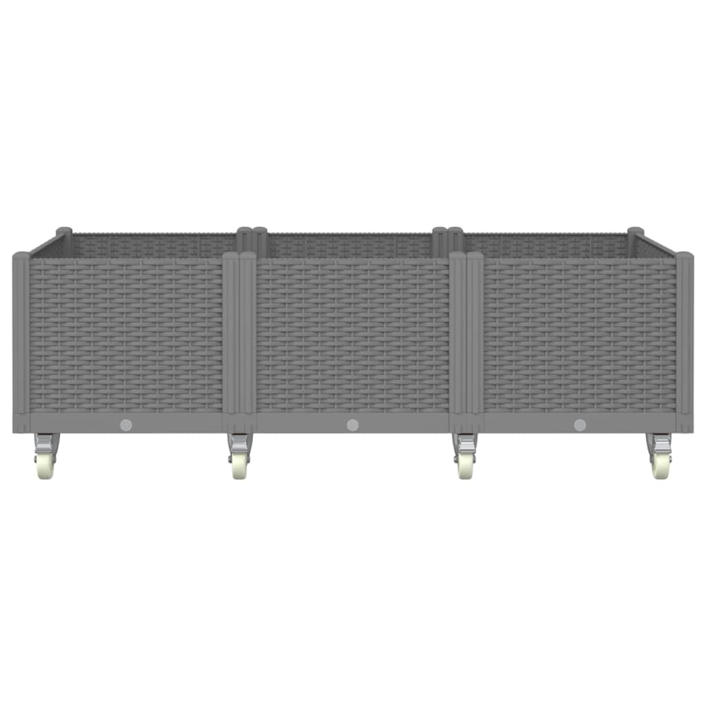 Fioriera da Giardino con Ruote Grigio Chiaro 150x80x54 cm in PP - homemem39
